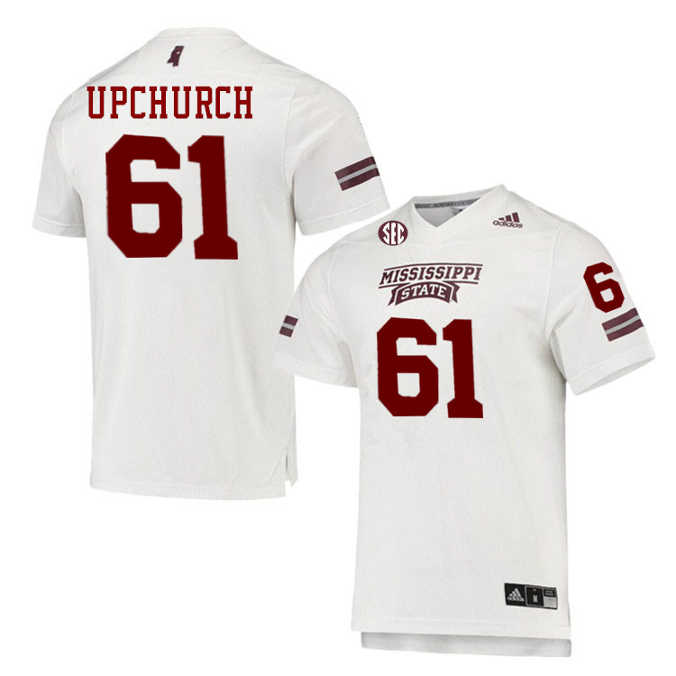 Men #61 Karsten Upchurch Mississippi State Bulldogs College Football Jerseys Stitched-White